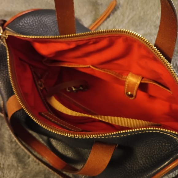 Dooney & Bourke Dark Navy and Brown Leather Satchel - Picture 11 of 16